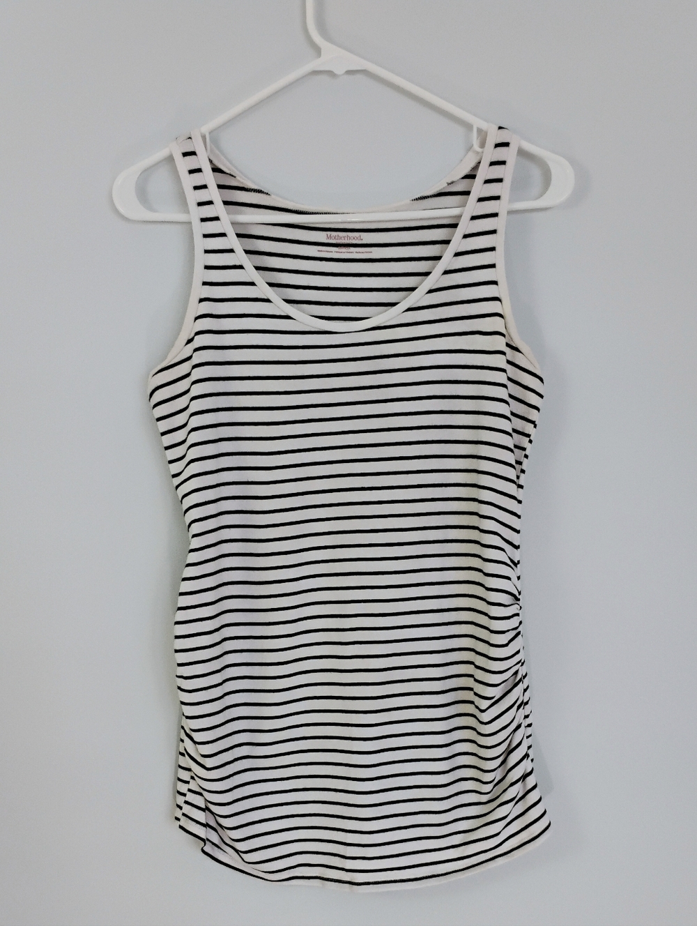 Motherhood Maternity Side Ruched Scoop Neck Striped Tank - Small